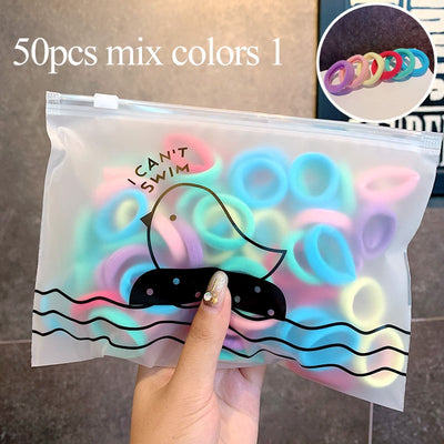 100 pcs/Set Colourful Elastic Ponytail Hair Bands Bobbles