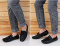 Breathable Comfortable Checkered Embossing Leather Loafers