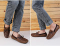 Breathable Comfortable Checkered Embossing Leather Loafers