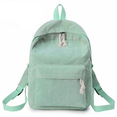 Soft Fabric Striped Corduroy Designer Teenage Girls School Backpack