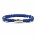 Genuine Leather Braided & Stainless Steel Magnetic Clasp Bracelet