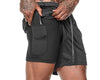 2 in 1 Running Shorts Quick Drying Sports Shorts Gyms Fitness Bodybuilding Workout Built-in Pockets Short for Men