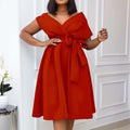 New Style Elegant Ladies Plus size  Sexy V-Neck Dresses