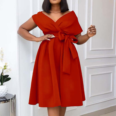 New Style Elegant Ladies Plus size  Sexy V-Neck Dresses