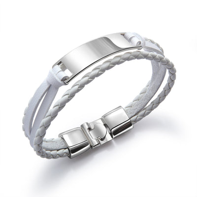Luxury Brand Custom Logo Name Engrave Leather Handmade Bracelets