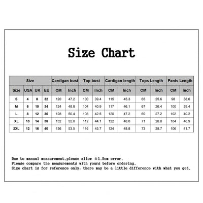 Stylish Cardigan Coat Sling Top Pants Homewear Set (3Pc) Outfit