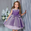 Girls Formal Shiny Bow Mesh Christmas Princess Dress
