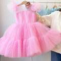 Girls Formal Shiny Bow Mesh Christmas Princess Dress