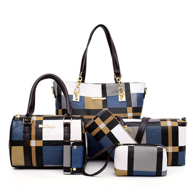 New 6 PCS Luxury Plaid Colours Handbags Set