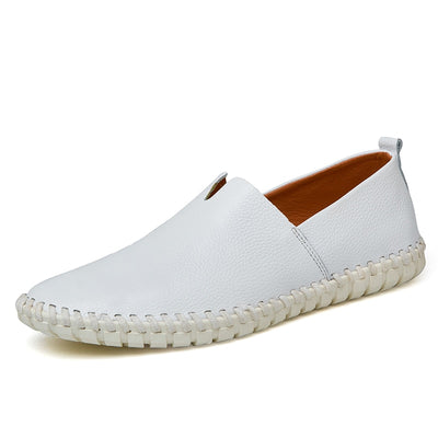 Breathable Comfortable Checkered Embossing Leather Loafers