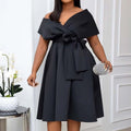 New Style Elegant Ladies Plus size  Sexy V-Neck Dresses