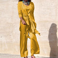 Stylish Cardigan Coat Sling Top Pants Homewear Set (3Pc) Outfit