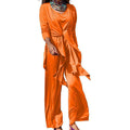 Stylish Cardigan Coat Sling Top Pants Homewear Set (3Pc) Outfit