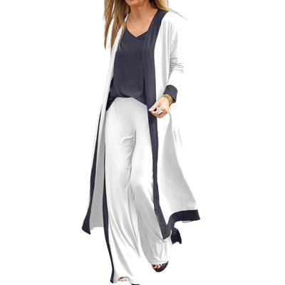 Stylish Cardigan Coat Sling Top Pants Homewear Set (3Pc) Outfit