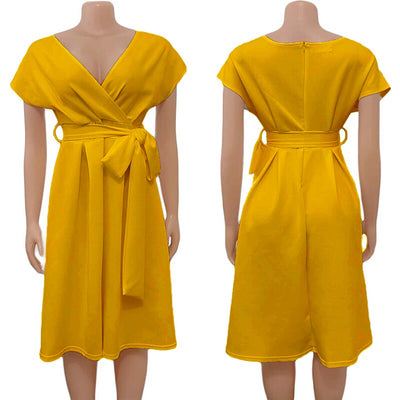 New Style Elegant Ladies Plus size  Sexy V-Neck Dresses
