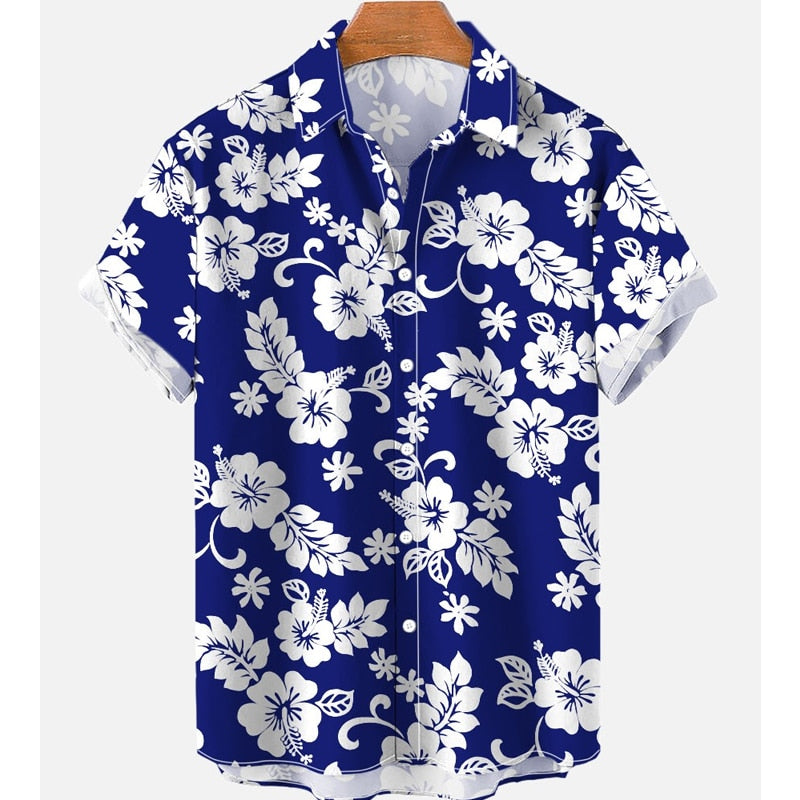 Floral Hawaiian Printed  Beach  Lapel Shirts