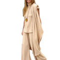 Stylish Cardigan Coat Sling Top Pants Homewear Set (3Pc) Outfit