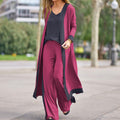 Stylish Cardigan Coat Sling Top Pants Homewear Set (3Pc) Outfit