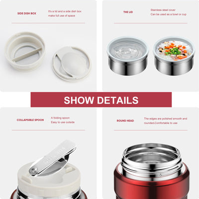 Large Capacity Thermos Stainless Steel Jar Food Flask With a Spoon