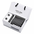 Tie Set With Gift Box Jacquard Woven gravata Silk Tie Hanky Cufflinks