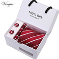 Tie Set With Gift Box Jacquard Woven gravata Silk Tie Hanky Cufflinks