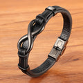 Stainless Steel Leather Bracelet Infinity Logo Special Popular Pattern Unisex Bracelet