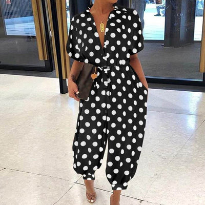 Vintage V-Neck Pocket Cotton Romper Jumpsuits