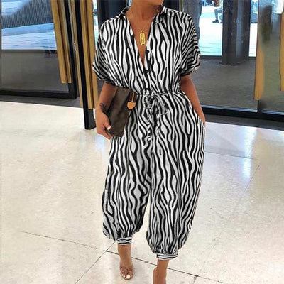 Vintage V-Neck Pocket Cotton Romper Jumpsuits