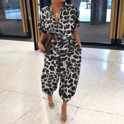 Vintage V-Neck Pocket Cotton Romper Jumpsuits