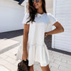 Ruffles Big Hem Short Sleeve Mini Dress