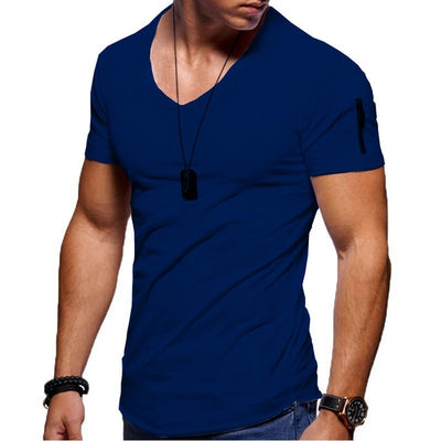 Men's V-neck  Fitness Bodybuilding T-shirt