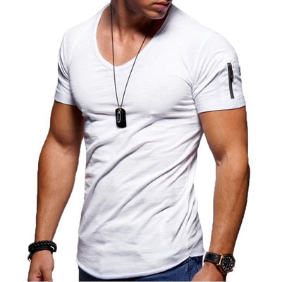 Men's V-neck  Fitness Bodybuilding T-shirt