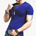 V-Neck Short Sleeve Fashion Fitness Hot T-shirt For Men