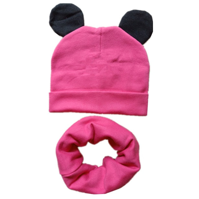 100% Cotton Lovely Cap Beanies High- Quality Kids Hat Scarf Set