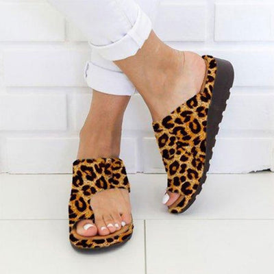 Comfy Leather Platform Flat Sole Orthopedic Sandal