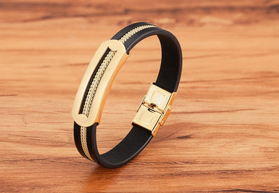 Leather Chain Combination Splicing Stainless Steel Bracelet