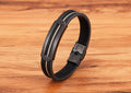 Leather Chain Combination Splicing Stainless Steel Bracelet