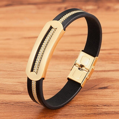 Leather Chain Combination Splicing Stainless Steel Bracelet