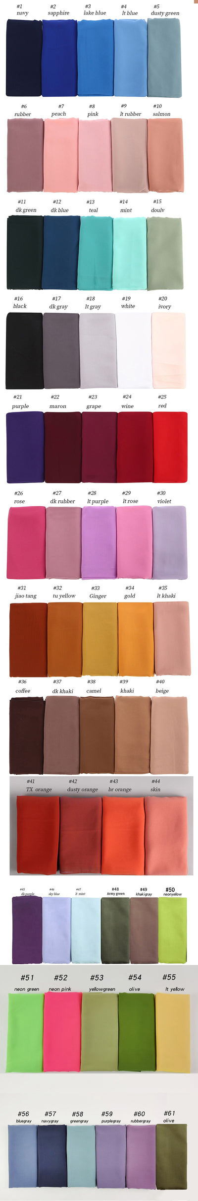 Solid Colour Chiffon Hijab Scarf Wrap Shawls Headband for Women