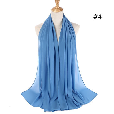 Solid Colour Chiffon Hijab Scarf Wrap Shawls Headband for Women