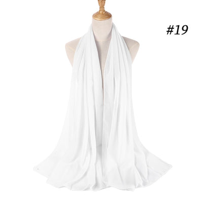 Solid Colour Chiffon Hijab Scarf Wrap Shawls Headband for Women