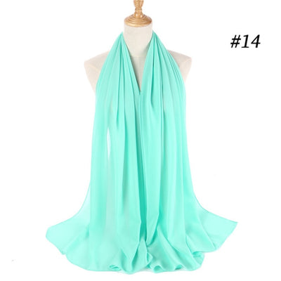 Solid Colour Chiffon Hijab Scarf Wrap Shawls Headband for Women