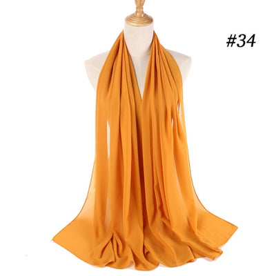 Solid Colour Chiffon Hijab Scarf Wrap Shawls Headband for Women