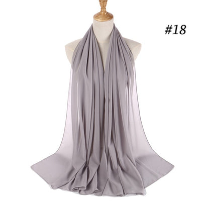 Solid Colour Chiffon Hijab Scarf Wrap Shawls Headband for Women