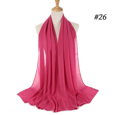 Solid Colour Chiffon Hijab Scarf Wrap Shawls Headband for Women