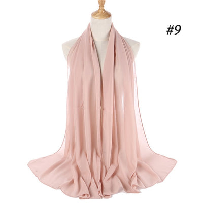 Solid Colour Chiffon Hijab Scarf Wrap Shawls Headband for Women