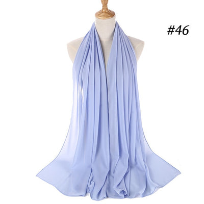 Solid Colour Chiffon Hijab Scarf Wrap Shawls Headband for Women