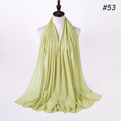 Solid Colour Chiffon Hijab Scarf Wrap Shawls Headband for Women