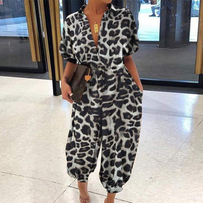 Vintage V-Neck Pocket Cotton Romper Jumpsuits