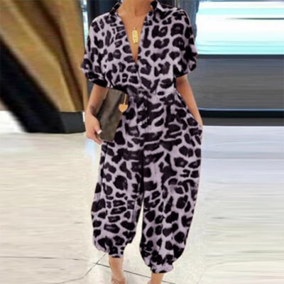 Vintage V-Neck Pocket Cotton Romper Jumpsuits